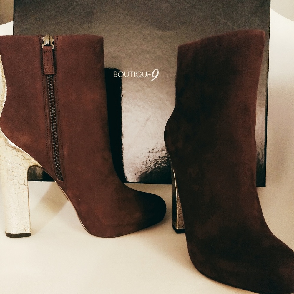 Boutique 9 Tana Brown Leather Heel Boots new-in-bo